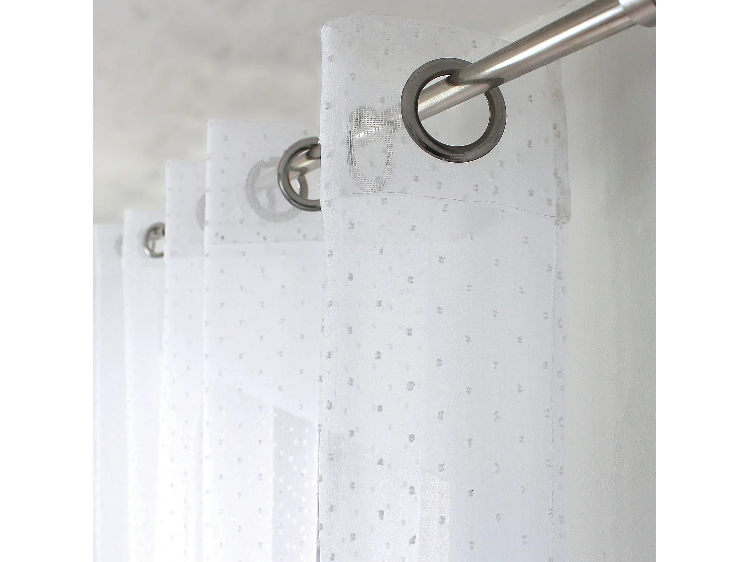 Voilages fenêtres, à œillets, blanc, 140x240cm, lot de 2, plumetis, Collection Lolita, CMADECO - Blanc