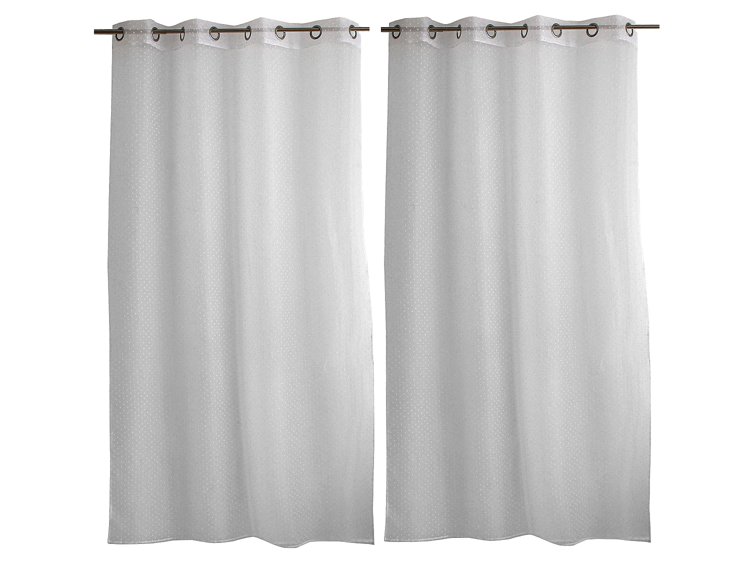 Voilages fenêtres, à œillets, blanc, 140x240cm, lot de 2, plumetis, Collection Lolita, CMADECO - Blanc