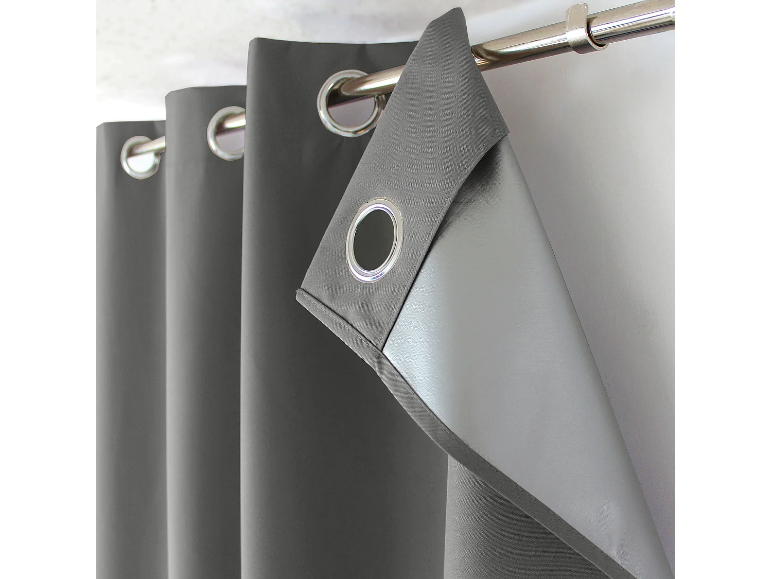 Rideaux occultant thermique, Gris clair, 140x240 cm, Lot de 2, avec œillets, Collection Oxford, CMADECO - Gris