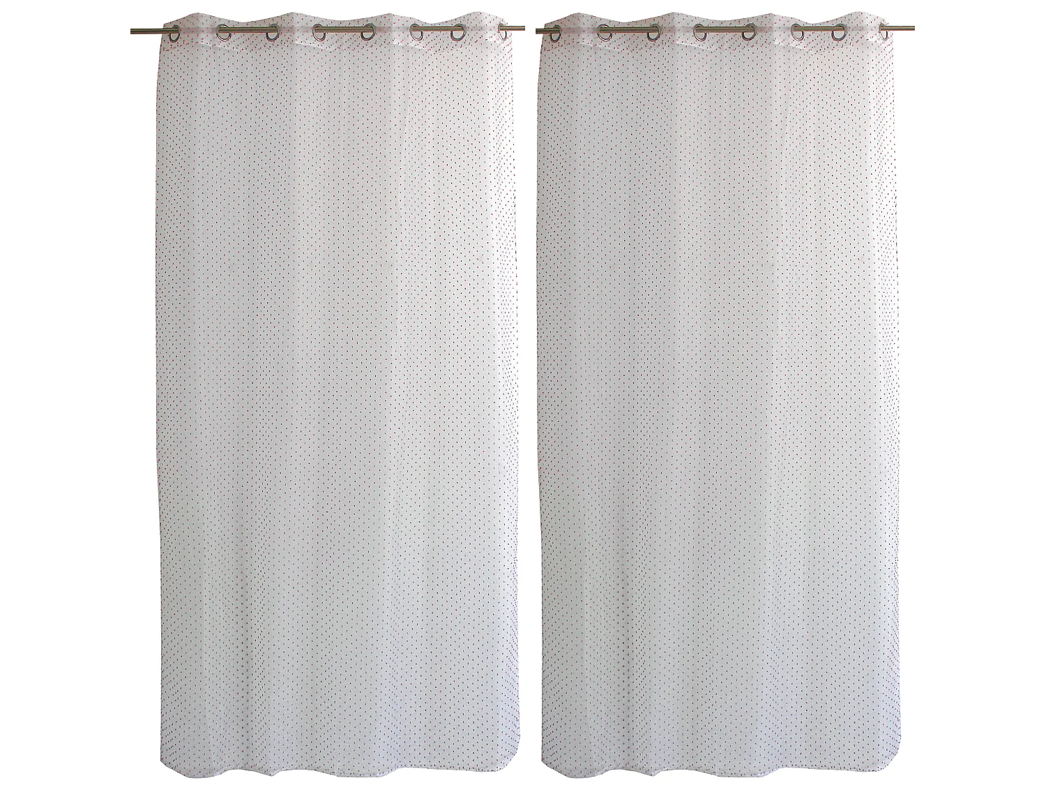 Voilages fenêtres, à œillets, blanc et vieux rose, 140x240cm, lot de 2, plumetis, Collection Lolita, CMADECO - Blanc