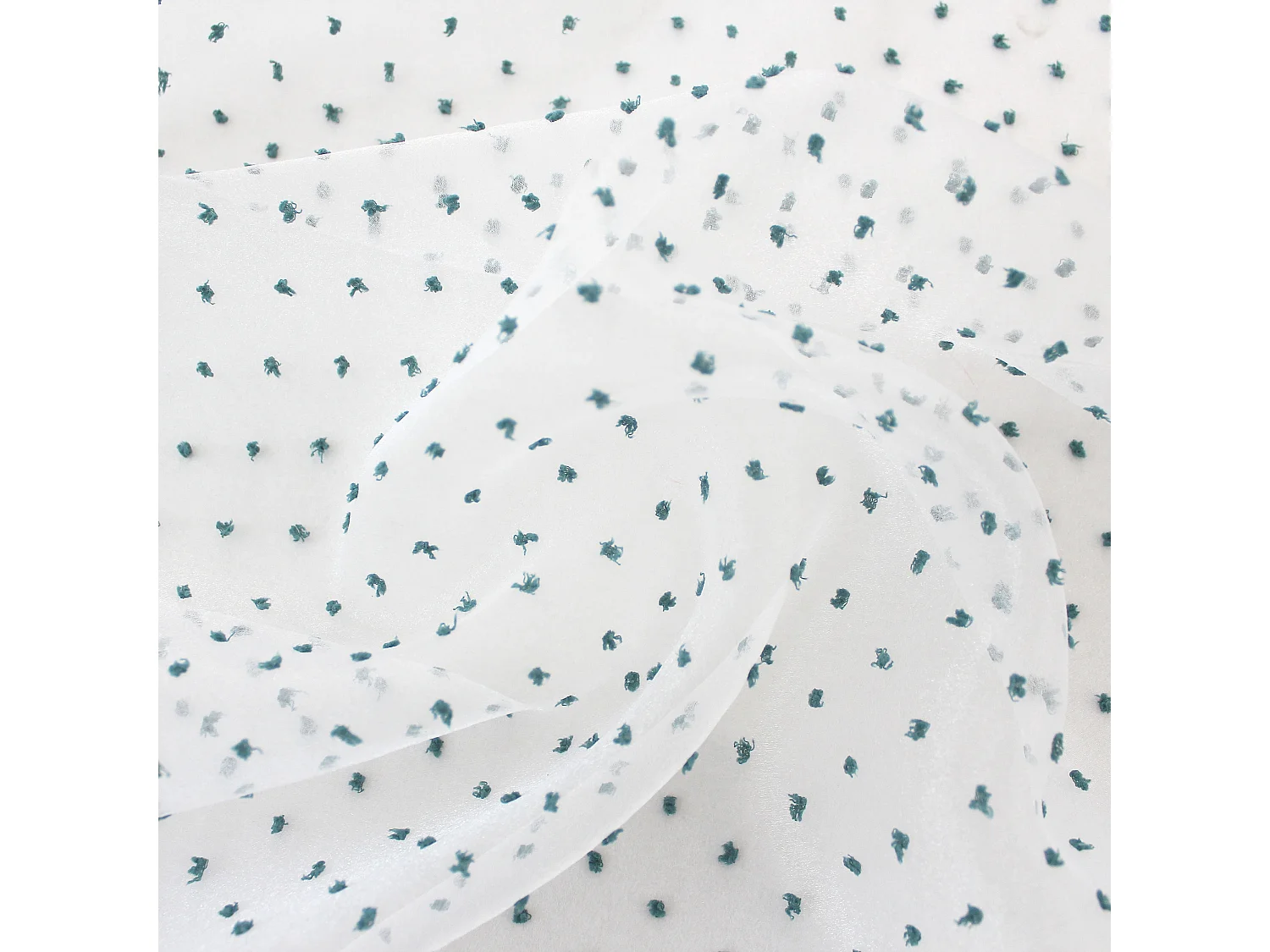 Voilages fenêtres, à œillets, blanc et vert jade, 140x240cm, lot de 2, plumetis, Collection Lolita, CMADECO - Blanc