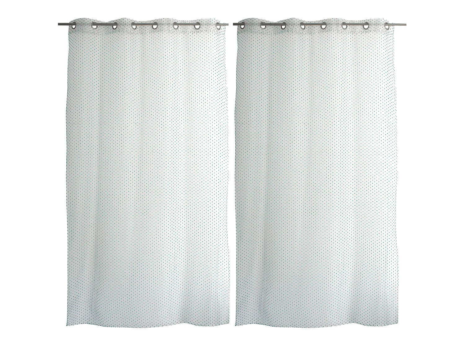 Voilages fenêtres, à œillets, blanc et vert jade, 140x240cm, lot de 2, plumetis, Collection Lolita, CMADECO - Blanc