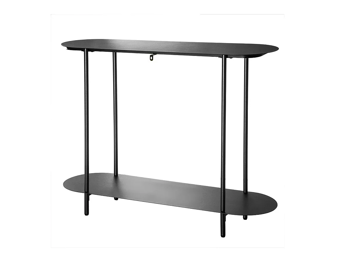 Two-tier console table in black metal, H77 cm - SASHA
