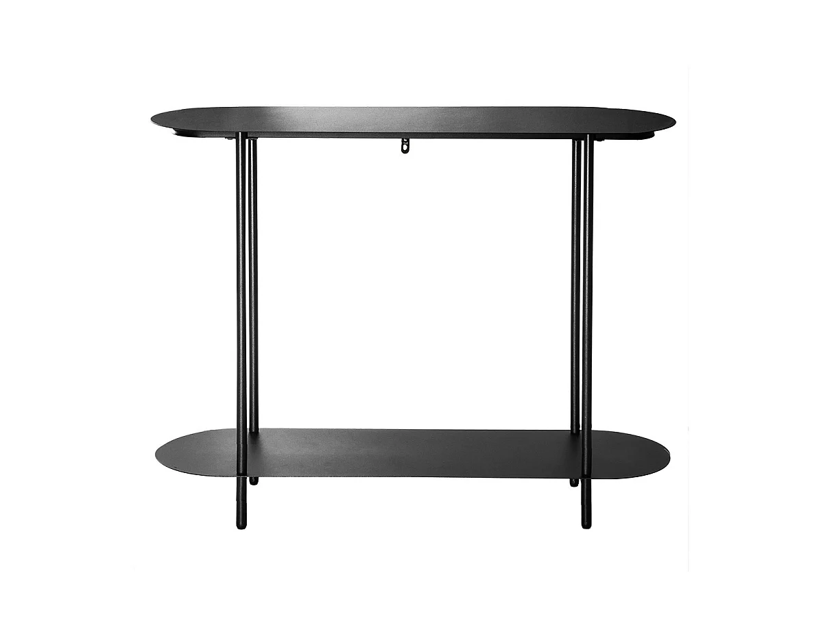 Two-tier console table in black metal, H77 cm - SASHA