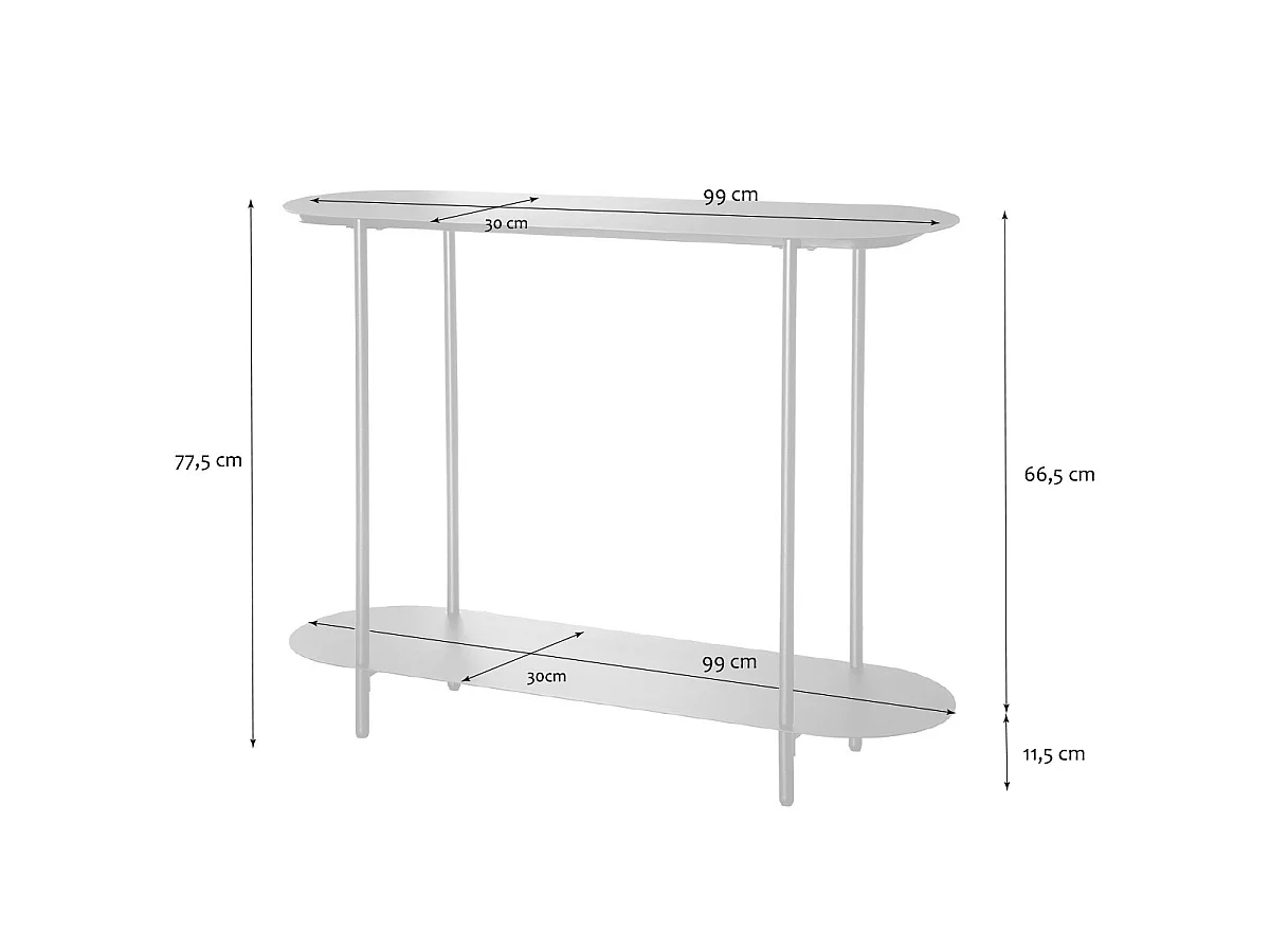 Two-tier console table in black metal, H77 cm - SASHA
