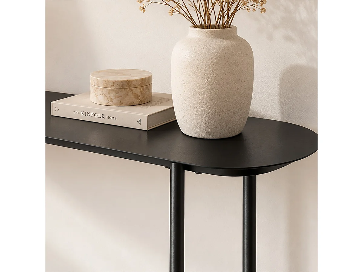 Two-tier console table in black metal, H77 cm - SASHA