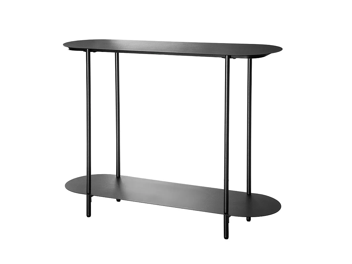 Console à deux niveaux en métal noir H77 cm - SASHA