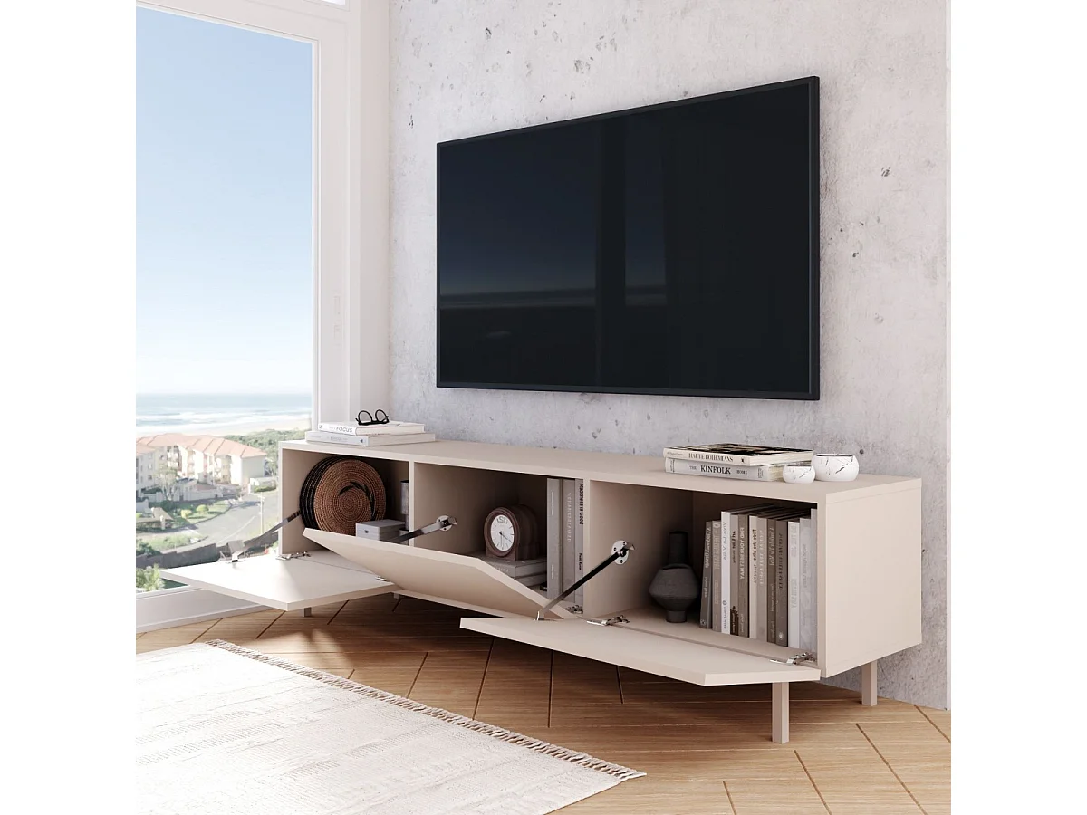 Szafka RTV Cashmere z 3 drzwiami opuszczanymi, szerokość 180 cm - AVEN