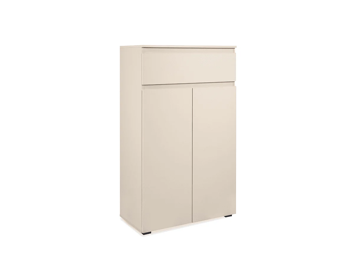 Armoire à chaussures 2 portes et 1 tiroir cachemire H131 cm - ELVA