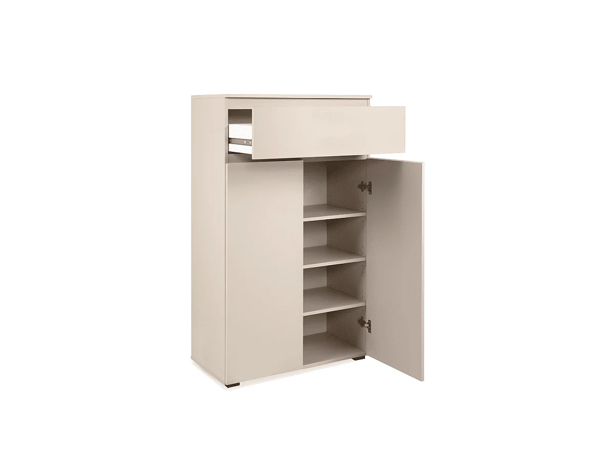 Armoire à chaussures 2 portes et 1 tiroir cachemire H131 cm - ELVA