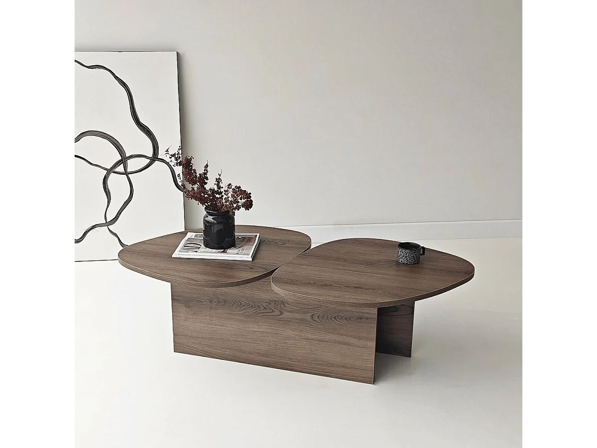 Table basse double plateau forme organique L125 cm CELESTE