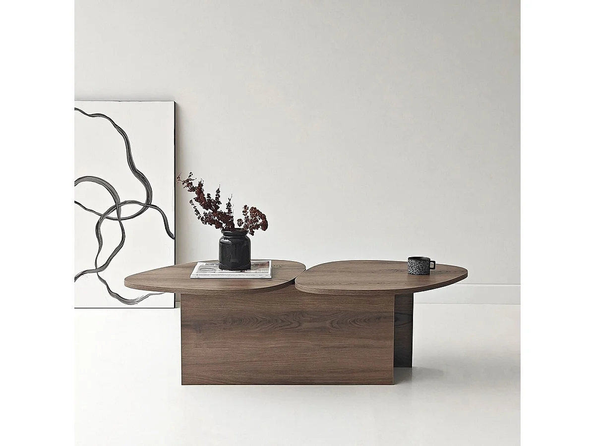 Table basse double plateau forme organique L125 cm CELESTE