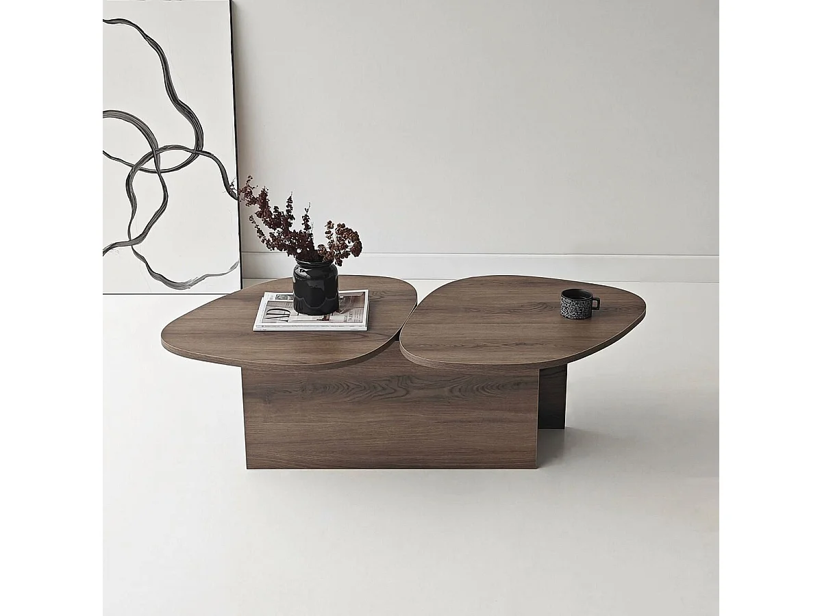 Table basse double plateau forme organique L125 cm CELESTE
