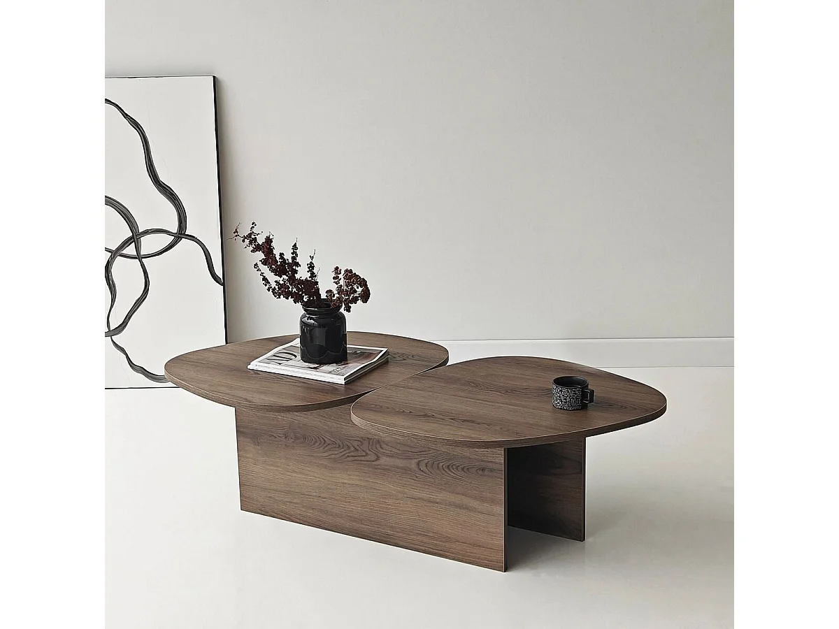 Table basse double plateau forme organique L125 cm CELESTE