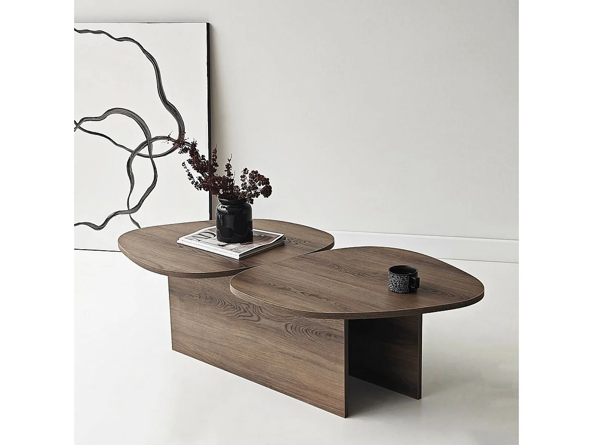 Table basse double plateau forme organique L125 cm CELESTE