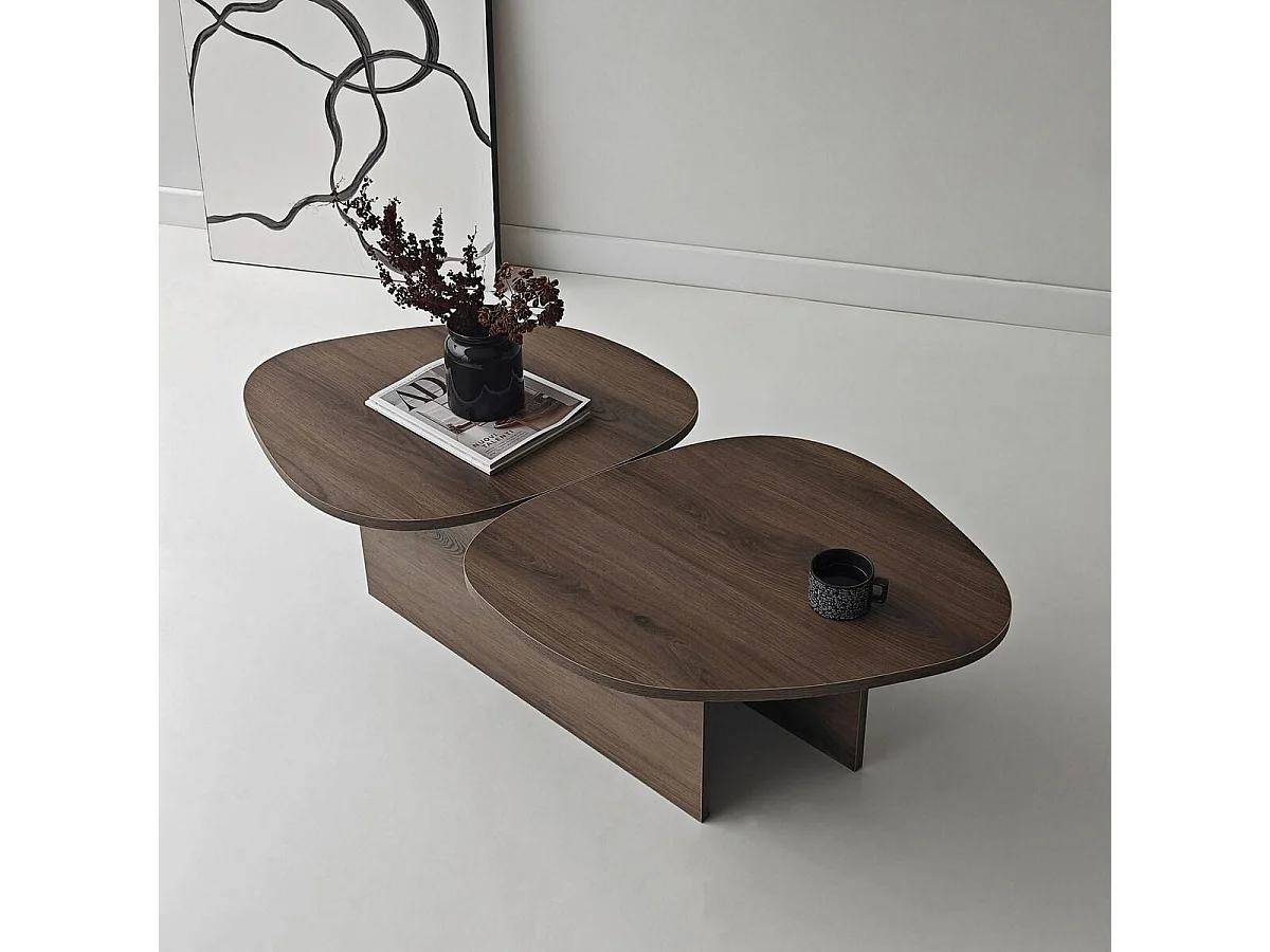 Table basse double plateau forme organique L125 cm CELESTE