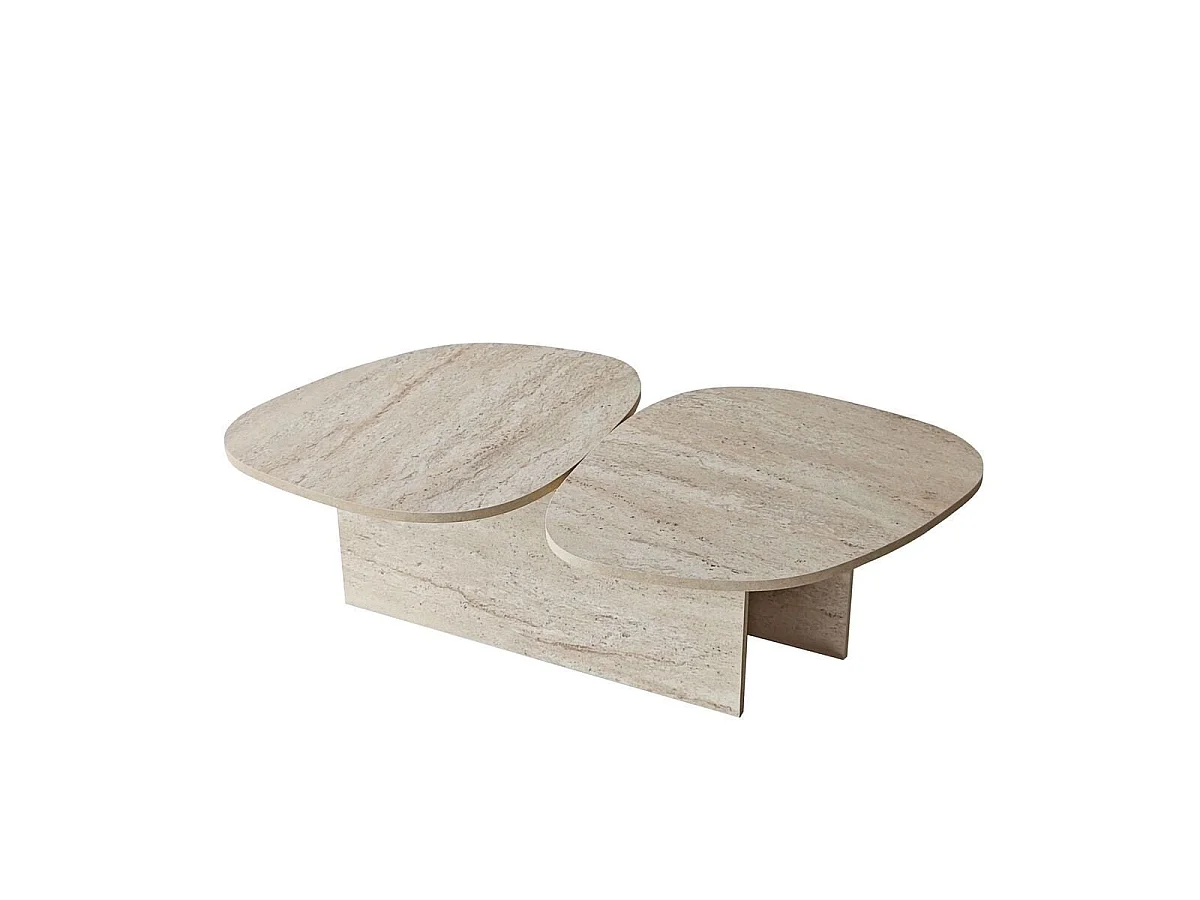 Table basse double plateau forme organique L125 cm CELESTE