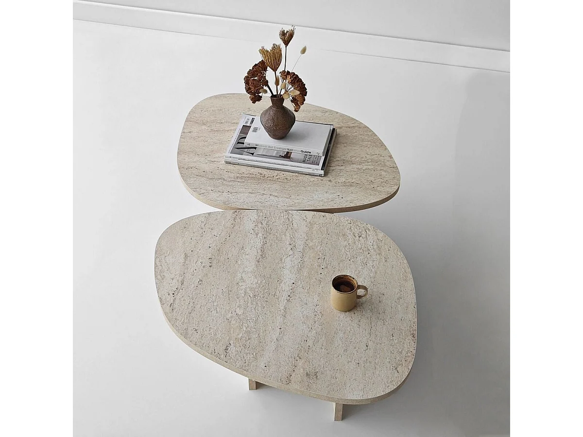 Table basse double plateau forme organique L125 cm CELESTE