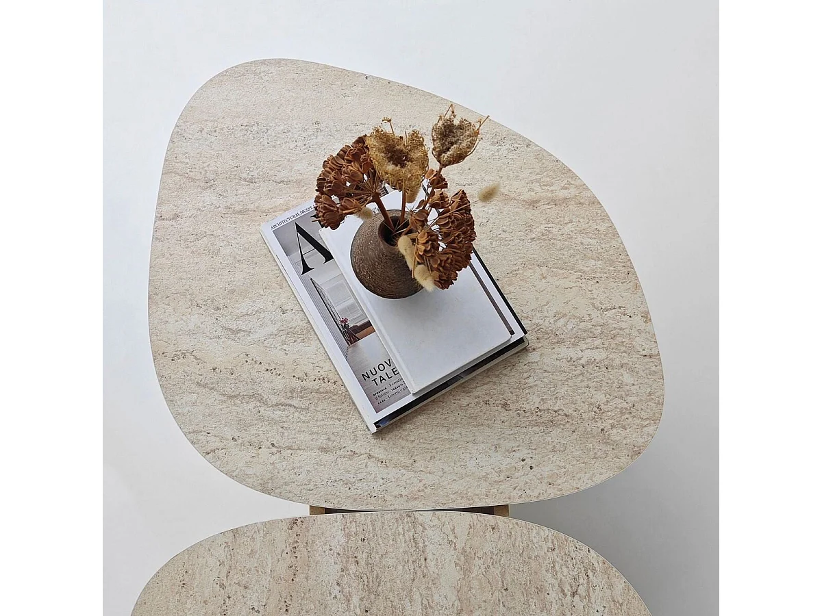 Table basse double plateau forme organique L125 cm CELESTE