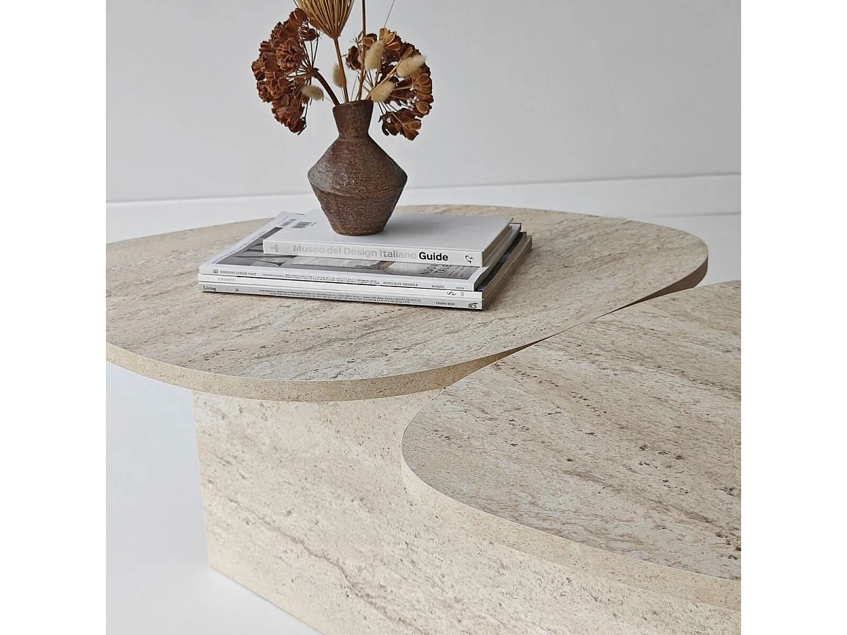 Table basse double plateau forme organique L125 cm CELESTE