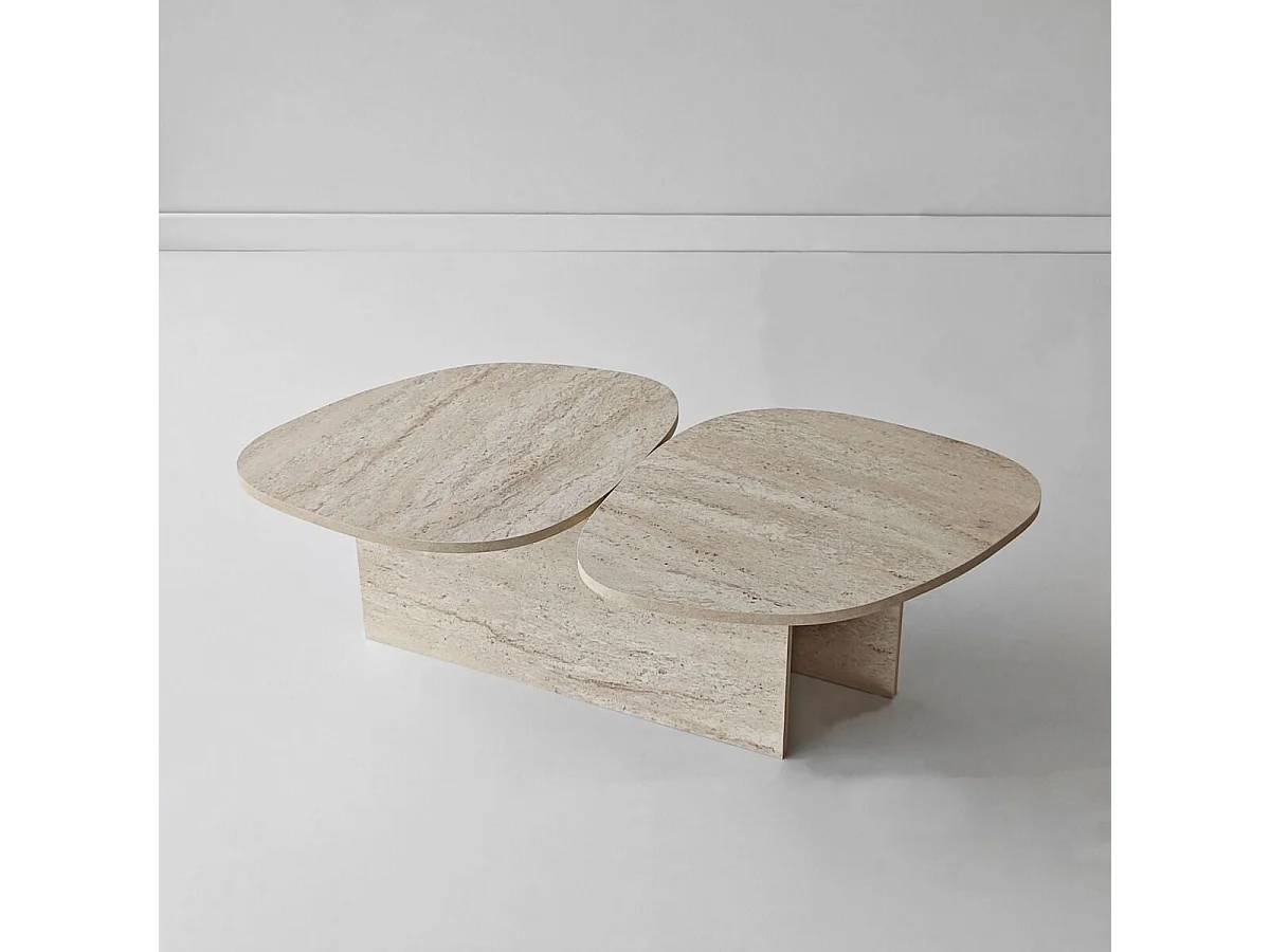 Table basse double plateau forme organique L125 cm CELESTE