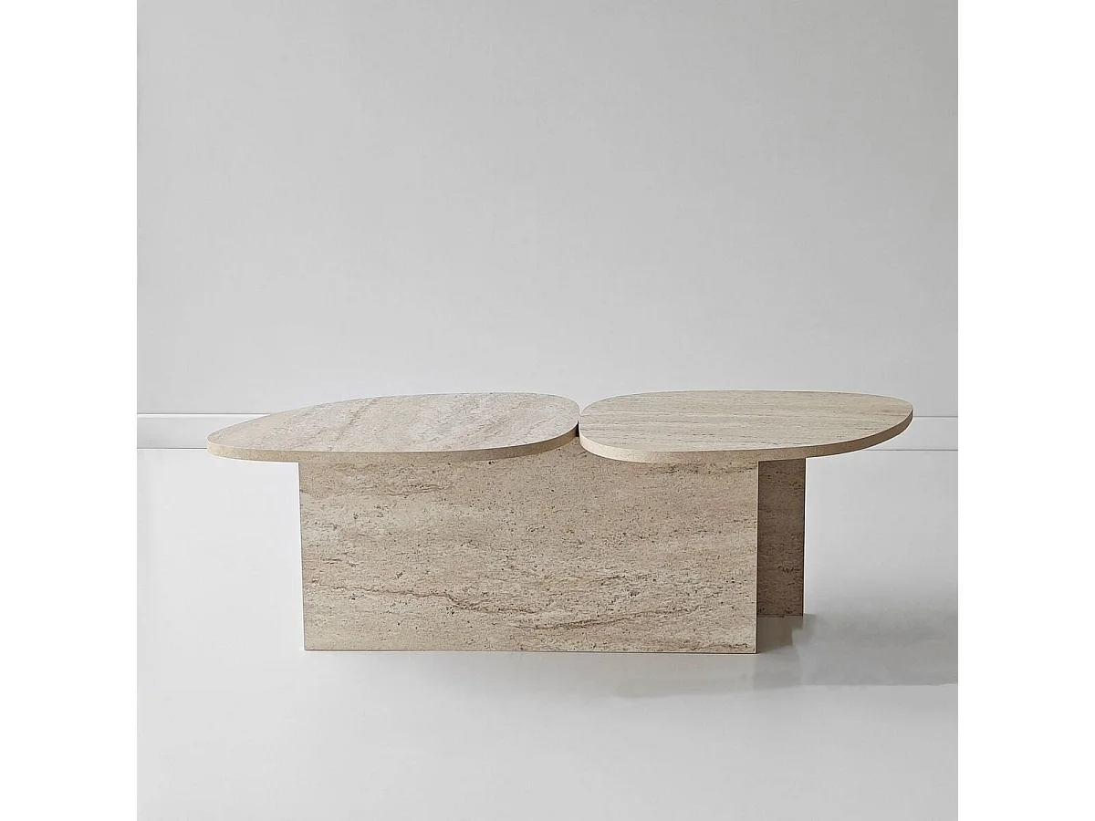 Table basse double plateau forme organique L125 cm CELESTE
