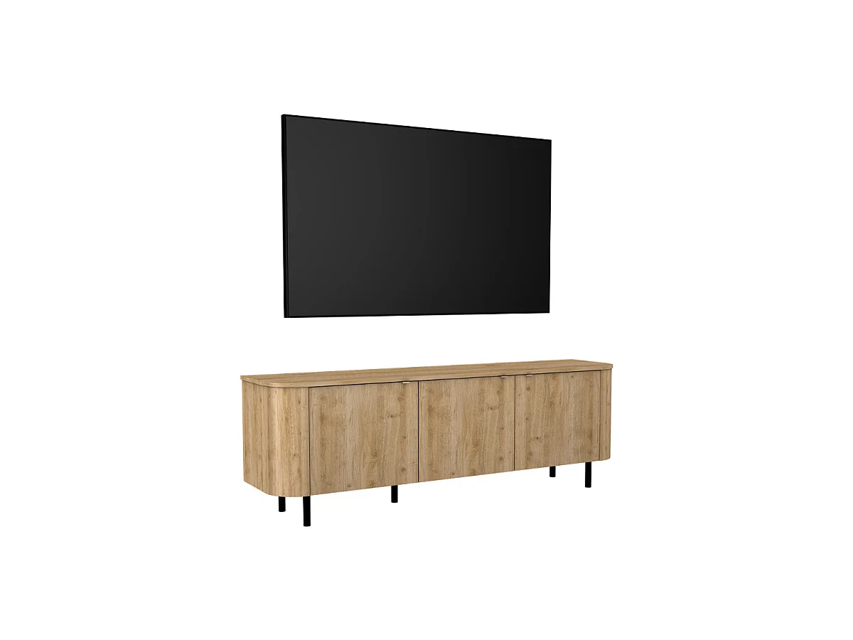 Mobile TV 3 porte bordi arrotondati effetto rovere L 180,2 cm - LUCIA