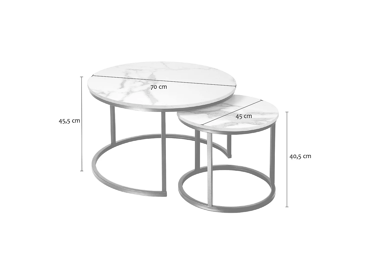 Lot de 2 Tables Basses Gigognes Rondes L70 cm - LENNY
