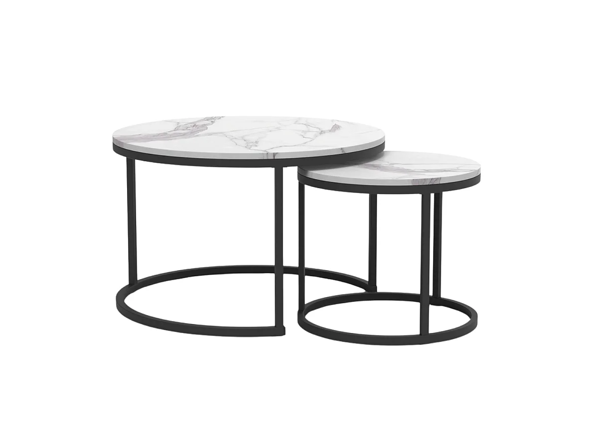 Lot de 2 Tables Basses Gigognes Rondes L70 cm - LENNY