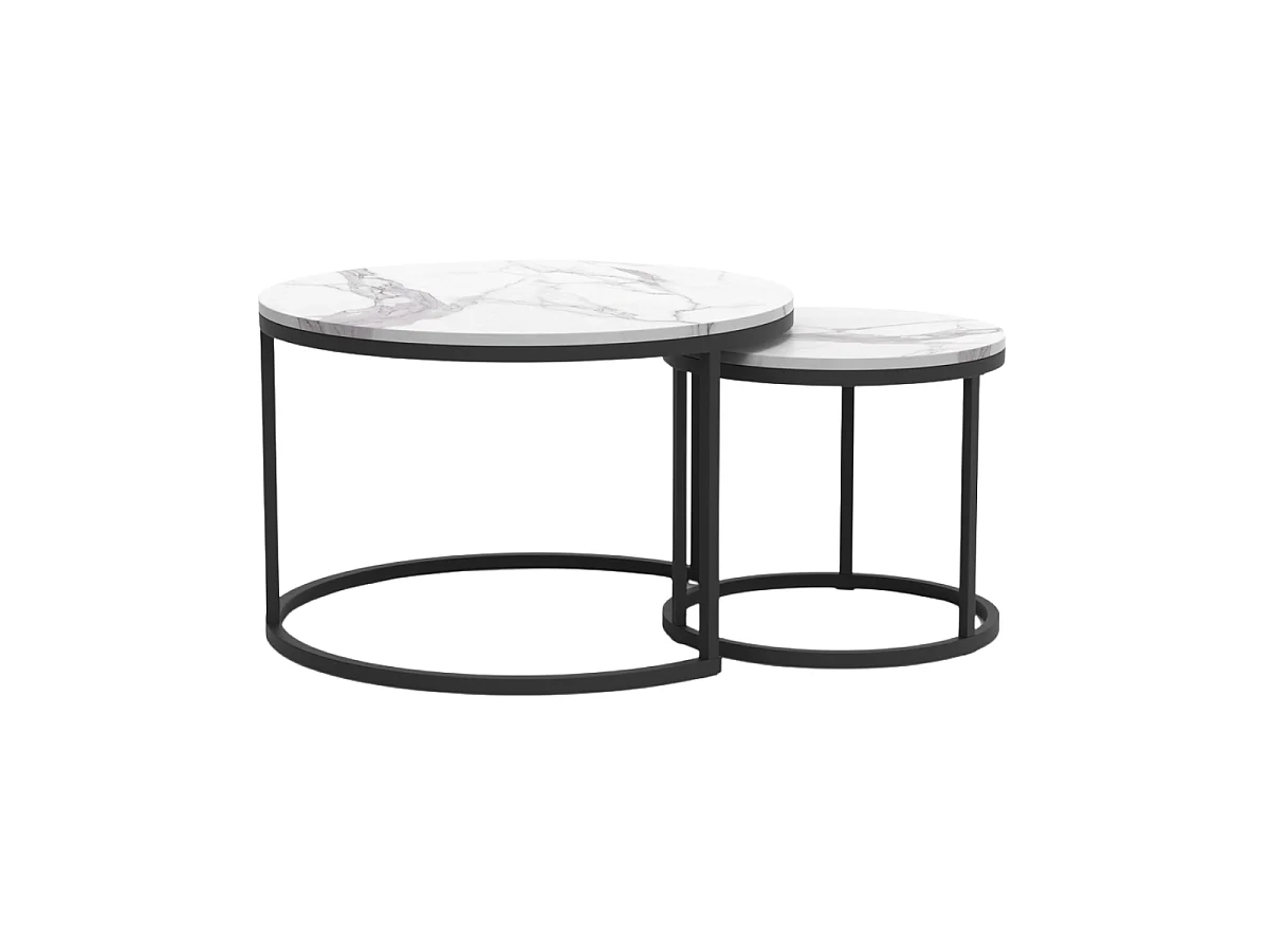 Lot de 2 Tables Basses Gigognes Rondes L70 cm - LENNY