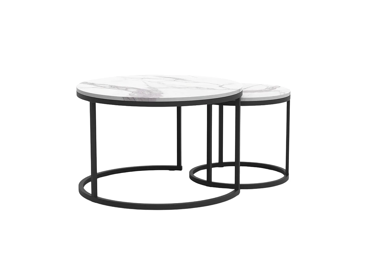 Lot de 2 Tables Basses Gigognes Rondes L70 cm - LENNY