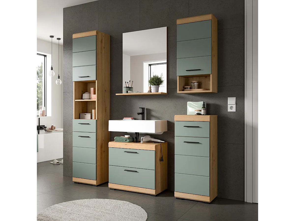 Armário de casa de banho com 2 portas e 1 gaveta, 191 cm de altura - GIO