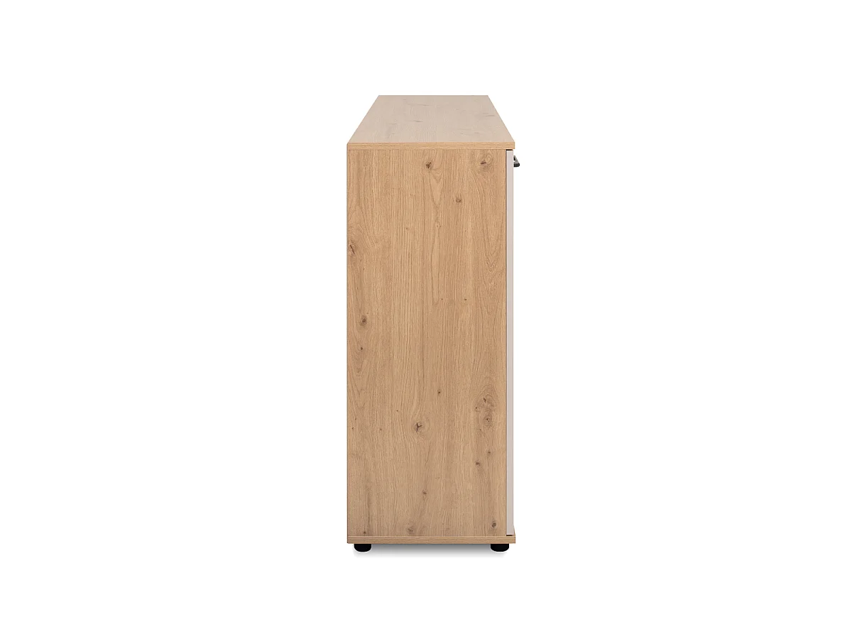 Buffet 2 portes, 4 tiroirs effet chêne et cachemire L120 cm - LINO
