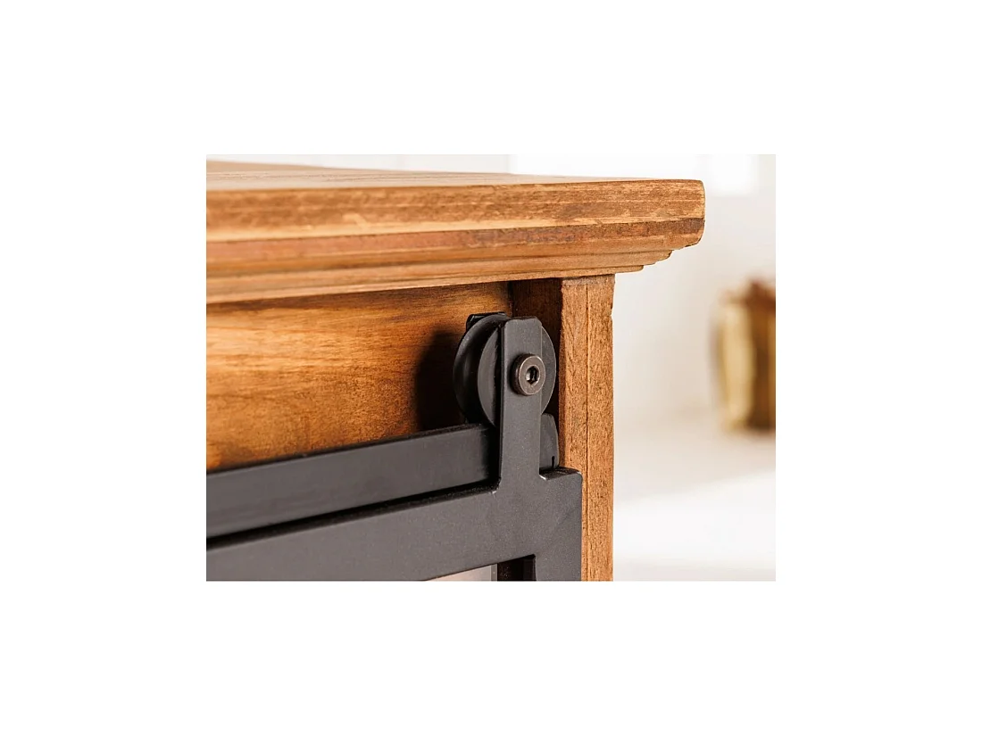 Buffet LUMBER 148 cm en madera de pino – 2 puertas correderas de vidrio y 6 cajones