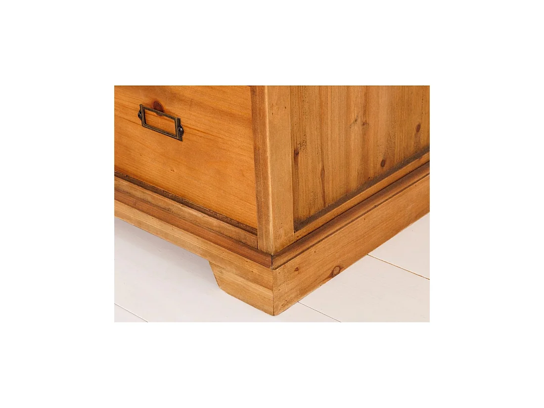 Buffet LUMBER 148 cm en madera de pino – 2 puertas correderas de vidrio y 6 cajones