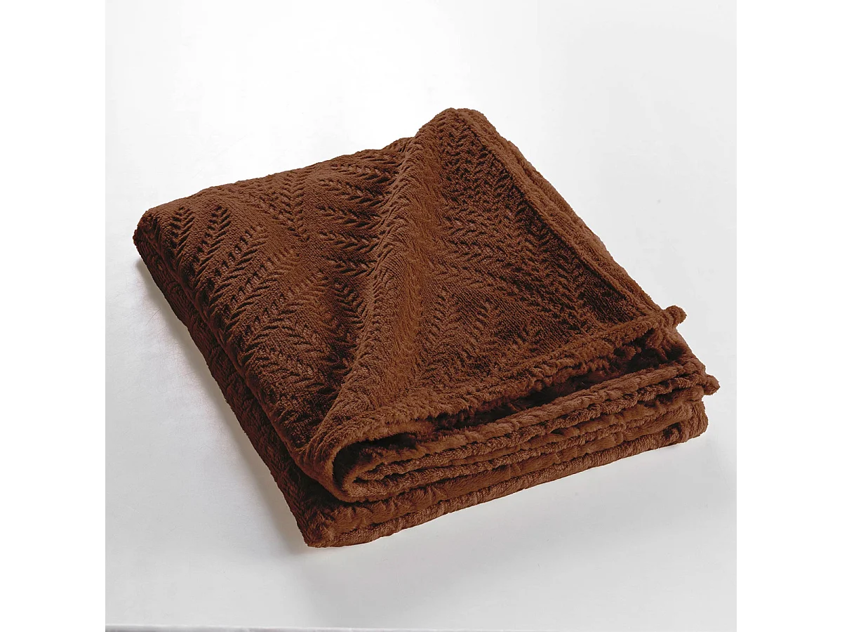 Plaid Uni en Flanelle "Nelia" 125x150cm Choco