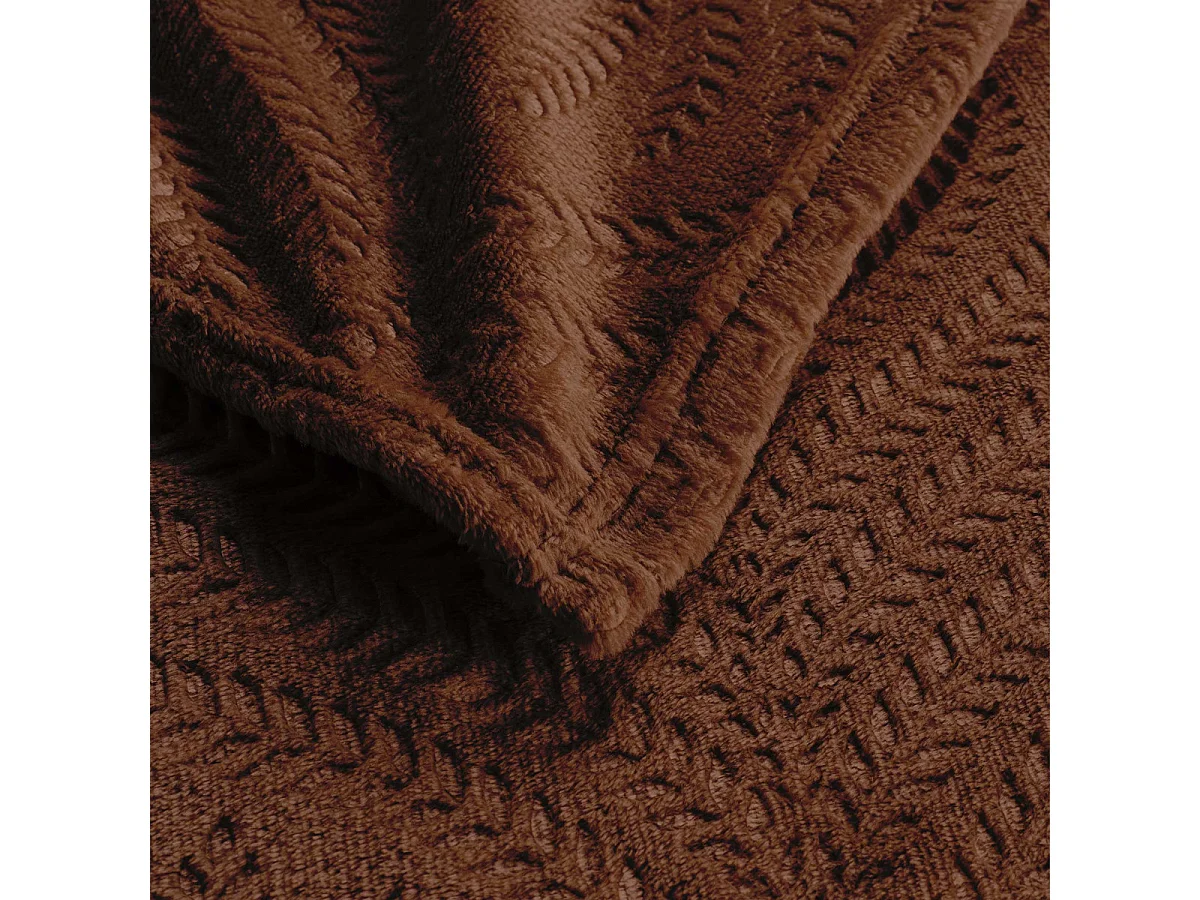 Plaid Uni en Flanelle "Nelia" 125x150cm Choco