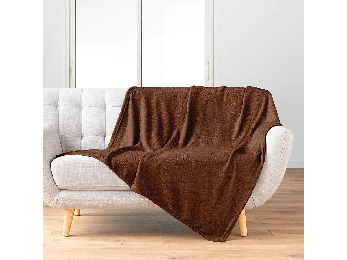 Plaid Uni en Flanelle "Nelia" 125x150cm Choco