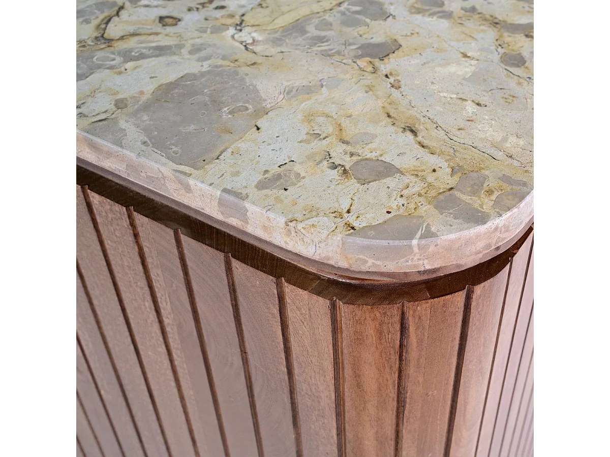 Meuble bar en bois de manguier et marbre Amaya