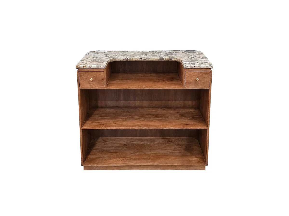 Meuble bar en bois de manguier et marbre Amaya