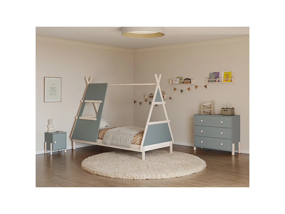 Lit cabane couchage 90x200 cm avec fenêtre intégrée - DAPHNÉ
