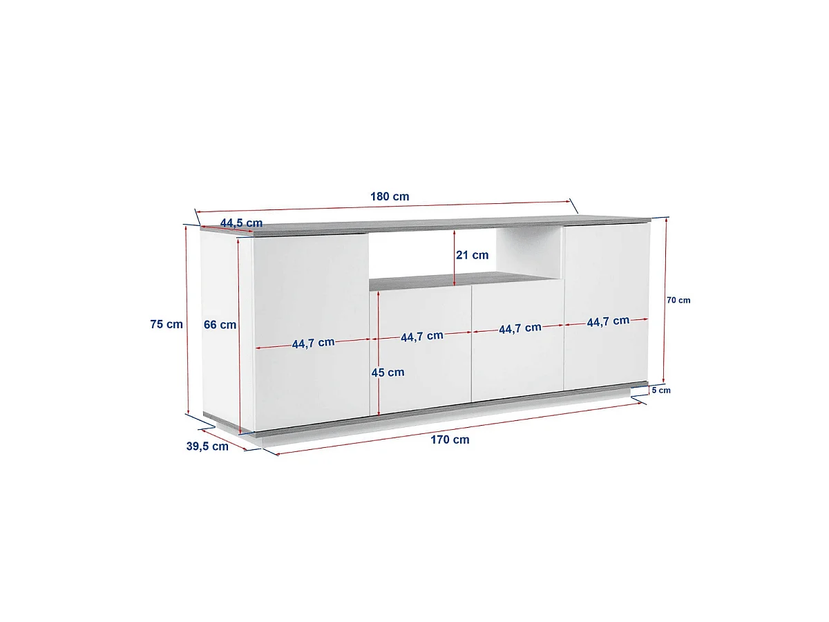 Buffet 4 portes et 1 niche centrale L180 cm - ARISTA