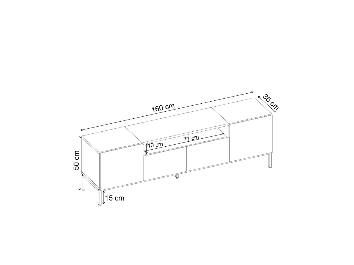 Meuble TV 4 portes 1 niche L160 cm - OLIVER
