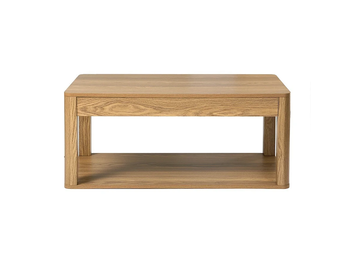 Table basse avec 2 plateaux rectangulaires effet bois L90 cm - CELIA