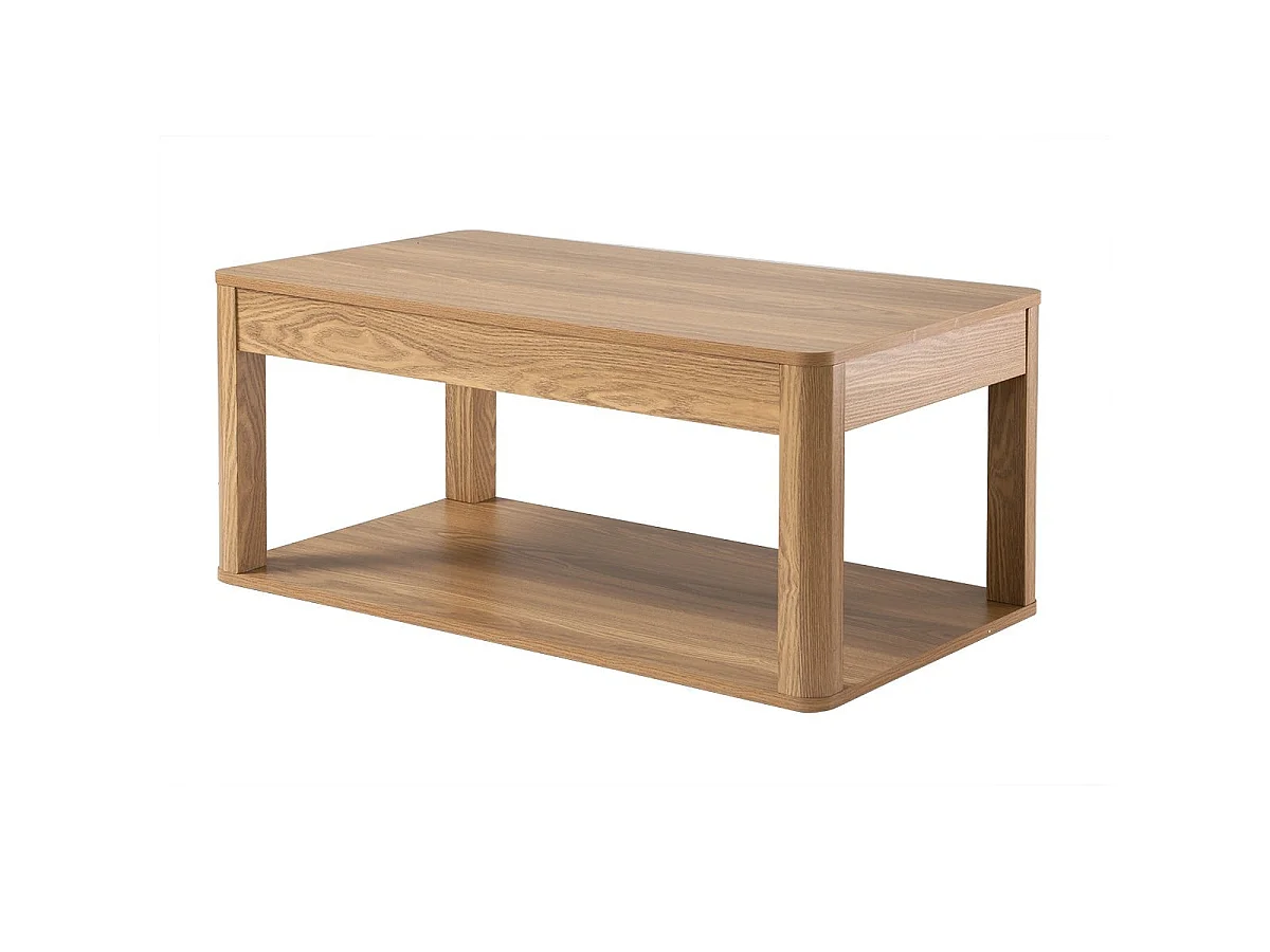 Table basse avec 2 plateaux rectangulaires effet bois L90 cm - CELIA