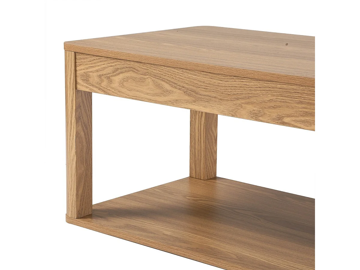 Table basse avec 2 plateaux rectangulaires effet bois L90 cm - CELIA