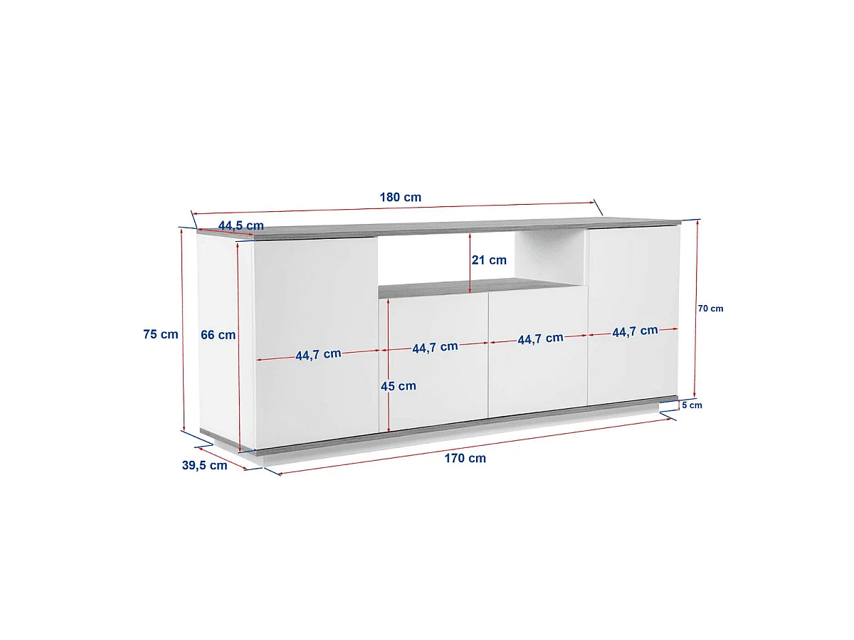 Buffet met 4 deuren en 1 centrale niche L180 cm - ARISTA