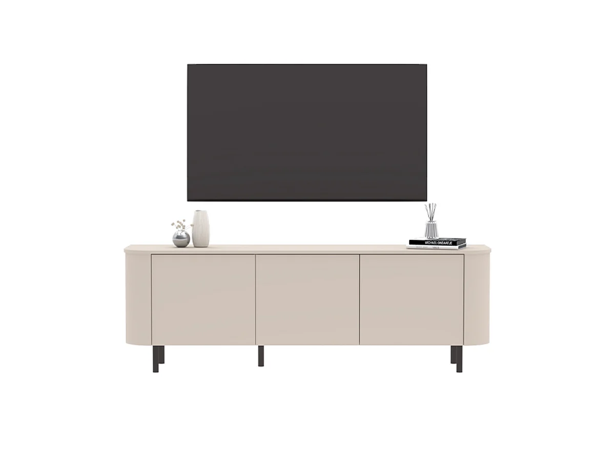 Mobile TV 3 ante bordi arrotondati cashmere L180,2 cm - BORA