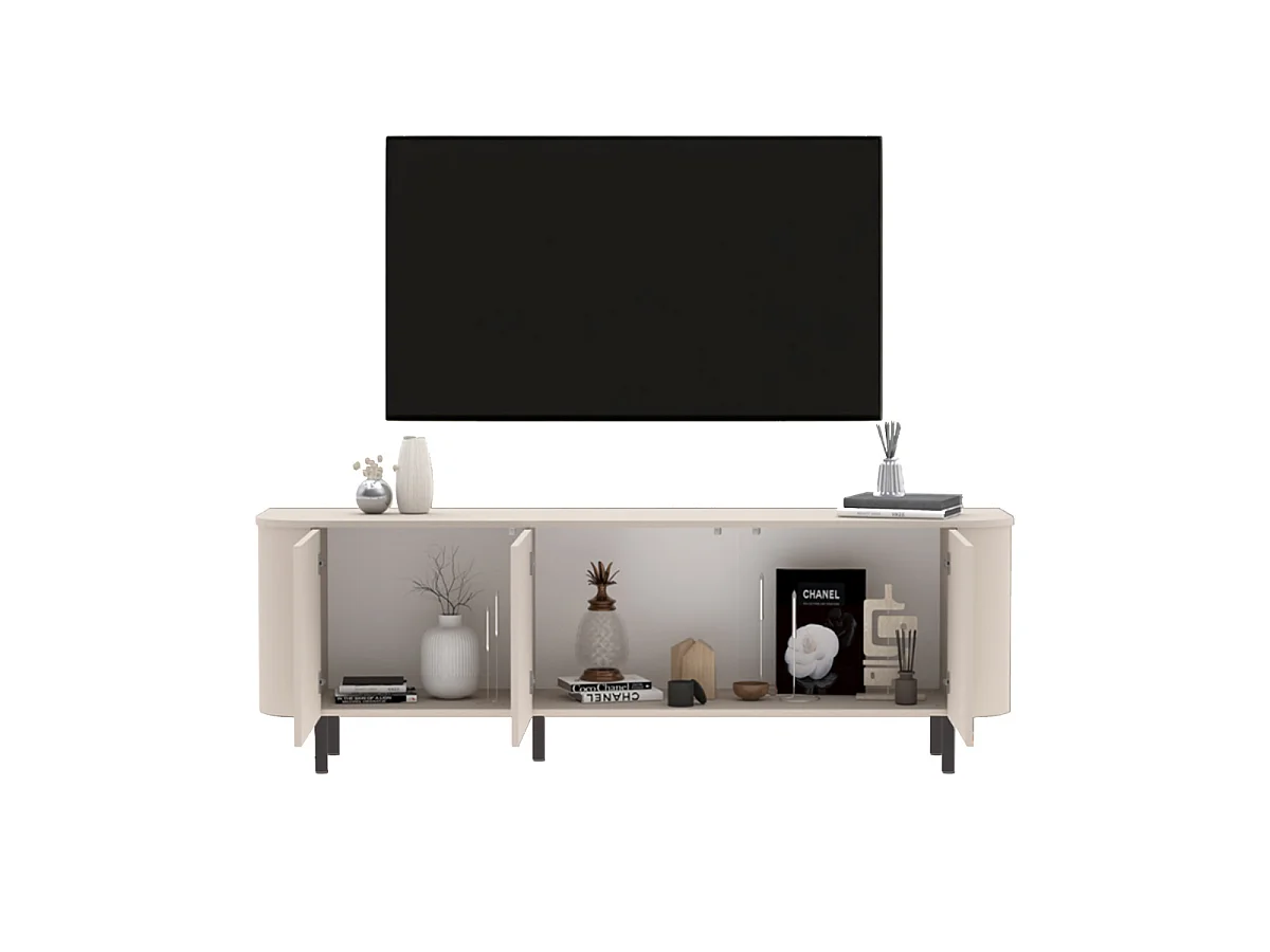 Mobile TV 3 ante bordi arrotondati cashmere L180,2 cm - BORA
