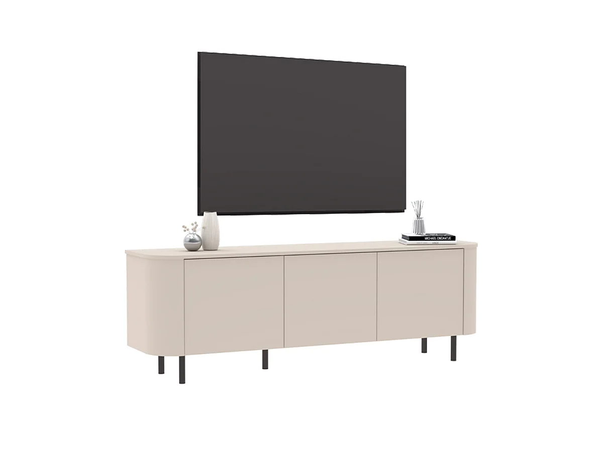 Mobile TV 3 ante bordi arrotondati cashmere L180,2 cm - BORA